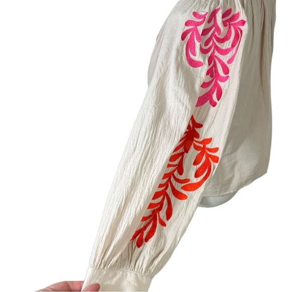 Fate Bright Boho Embroidered Cotton Gauze Blouse Size S - Picture 5 of 9